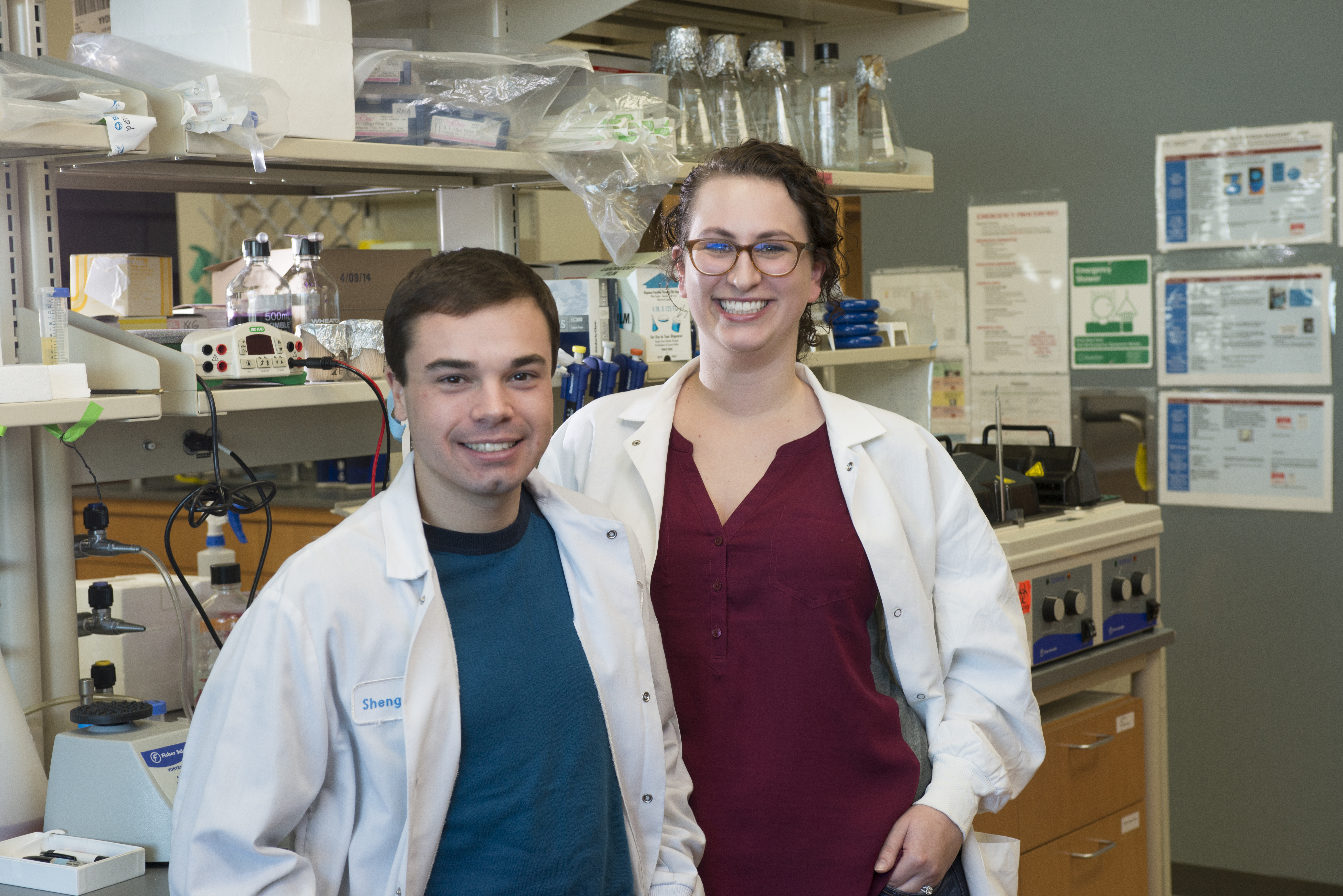 Kevin Pridham and Alyssa Osimani are second-year doctoral students in Virginia Tech's Translational Biology in Medicine and Health program. 